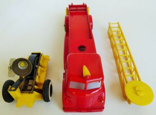 50 ' S RARE FIRE TRUCK PLASTIC FIRE ENGINE WIND UP TOY BOX BY FLEX WARE 10.  25 