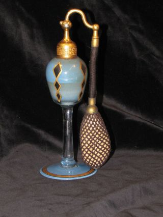 Vintage / Antique Devilbiss Gold Painted Art Deco Glass Perfume Atomizer Bottle