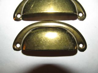 6 vintage drawer pulls bin cup handle dull brass finish steel 3 - 1/2 last set 4