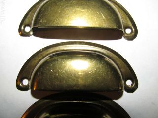 6 vintage drawer pulls bin cup handle dull brass finish steel 3 - 1/2 last set 5