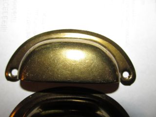 6 vintage drawer pulls bin cup handle dull brass finish steel 3 - 1/2 last set 6