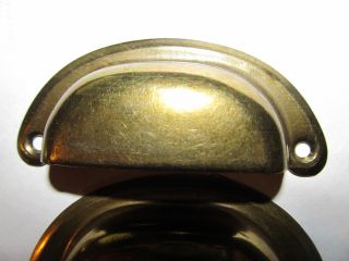 6 vintage drawer pulls bin cup handle dull brass finish steel 3 - 1/2 last set 7