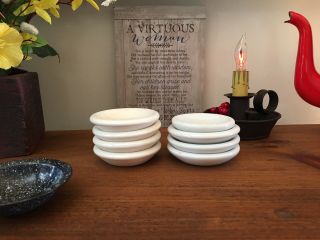 8 White Butter Pats Ironstone Farmhouse Primitive Restaurant Ware Instant Set