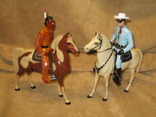 Lone Ranger And Tonto With Silver And Scout - Hartland Vintage 50s Figures