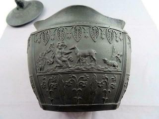 Rare 18th Century Antique Wedgwood Black Basalt Covered Sugar Dish 1775 3