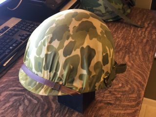 Vietnam Advisor M1 Helmet Camo Cover Complete Late 50’s Early 60’s Rare