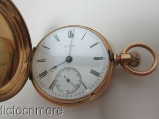 Antique Waltham Pocket Watch 18s 11j Marked 14k Gold Hunter Case Runs 123g Tw