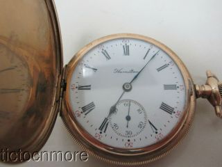 Hamilton Antique Pocket Watch Hunter Case 17 Jewel Size 16s Movement Runs