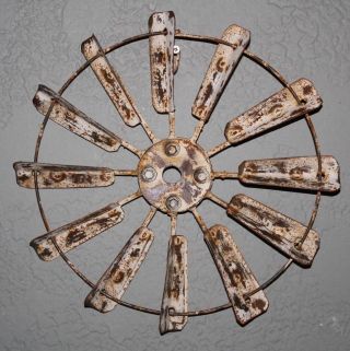 Vintage Style Metal Windmill Fan Blade Farm Barn Rustic Man Cave Western Shabby