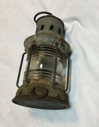 Antique Perko Perkins Marine Lamp Red Glass Lantern Brooklyn Maritime Nautical 2