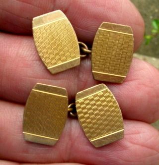 1930s Art Deco H G & S De Luxe 12ct Gold Fronted Barrel Shaped Cuff Links