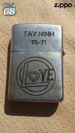 Vintage Zippo Petrol Lighter Vietnam War Tay Ninh 70 - 71