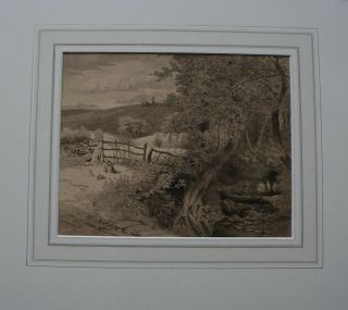 Signed sepia of Yorkshire Pastoral Scene by British Artist E C Booth 1861 2