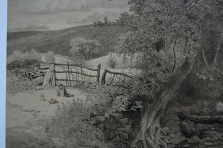 Signed sepia of Yorkshire Pastoral Scene by British Artist E C Booth 1861 4