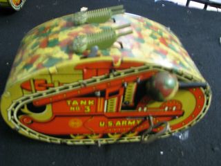 MAR Made in the United States wind up tin toy tank 4