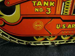 MAR Made in the United States wind up tin toy tank 6