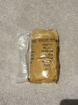 Vietnam Era C - Ration Accessory Packet With Cigarettes And Spoon