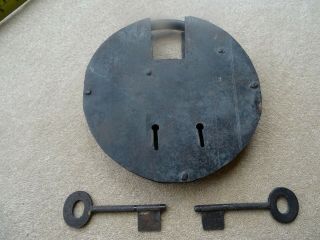 Very Large Vintage Padlock 8 Inches Diameter Blacksmith Made