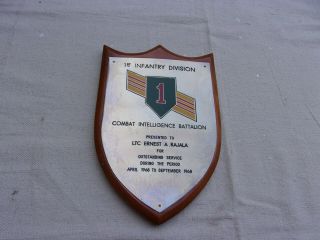 Us Army 1st Infantry Division Presentation Plaque - - Vietnam 1968 Cool