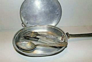 Vintage World War Mess Kit With Fork,  Spoon And Knife