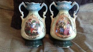 Antique Vintage Harley Jones Royal Vienna Porcelain Vases Barn Find
