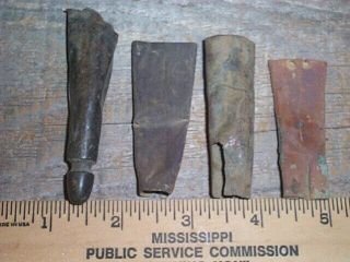 Dug Civil War Soldiers Camp Relic Group Of 4 Brass Bayonet Scabbard Tips