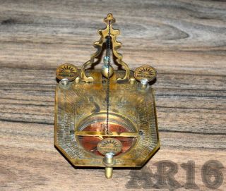 Antique Vintage Nautical Solid Brass Pendulum 4 " Sundial And Compass Good Gift