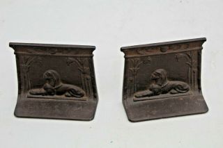 Antique 1920 ' s Bradley&Hubbard Egyptian Sphinx Cast Iron Book Ends 2