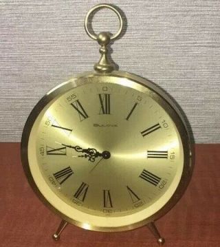 Bulova Vintage Mid Century Modern Wind Up Alarm Clock