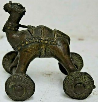 Heavy Old Bronze Camel On Wheels Possibly Early Indian Toy - Very Rare - L@@k