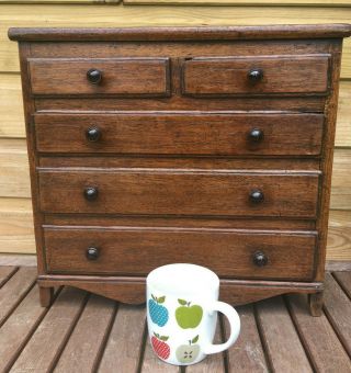 Antique Miniature Edwardian Mahogany Chest Of Drawers 2 Over 3 Cabinet C1910