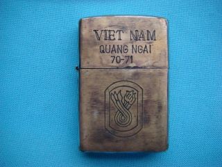 War Zippo Lighter Vietnam - Quang Ngai Year 7 - - 71 196th Infantry Logo