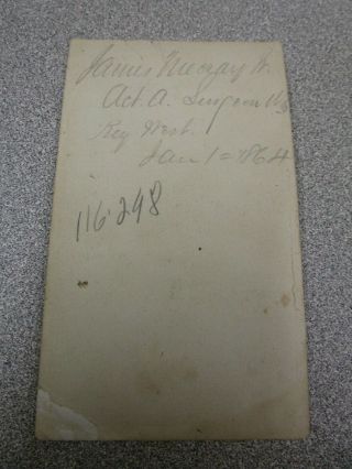 1864 Identified Civil War Soldier James McCray Jr CDV Photograph 3