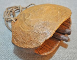 Old Antique Hand Carved Wooden Tribal Ethnic Cow Bell