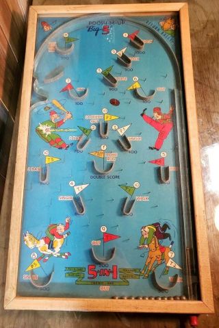 Vintage Poosh - M - Up Pinball Game Table Top Northwestern Products Graphics