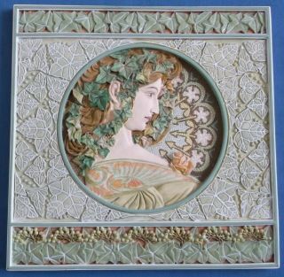 Past Times Alphonse Mucha Ivy 1901 Art Nouveau Lady 3d Wall Tile Plaque