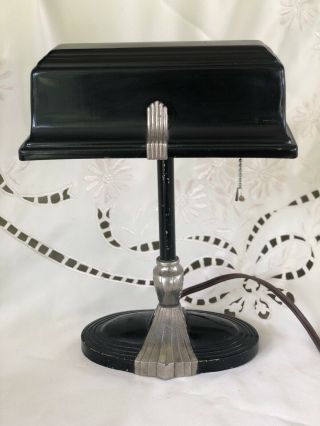 Antique Art Deco Bakelit Table Student Bankers Lamp 1930’s Chrome