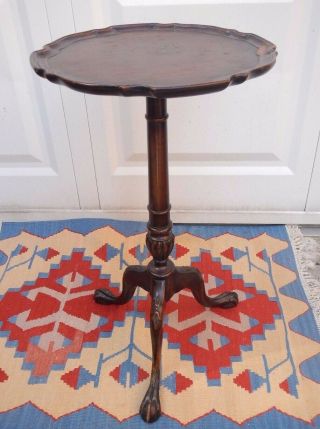 Antique Edwardian Mahogany Pie Crust Tripod Wine Table Side Table Ball Claw Feet