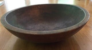 Primitive Wood Dough Bowl Rustic Great Patina 3”x11”