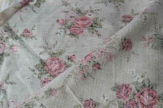 Vintage French Fabric faded floral roses curtain upholstery fabric 11.  4 yards 5
