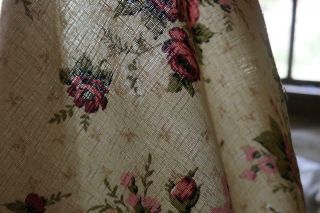 Vintage French Fabric faded floral roses curtain upholstery fabric 11.  4 yards 7