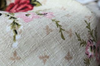 Vintage French Fabric faded floral roses curtain upholstery fabric 11.  4 yards 8