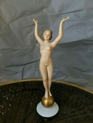 Antique / Vintage Wallendorf Porcelain Art Deco Nude Woman Figurine / Statue