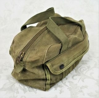 Vintage Military Canvas Olive Greentravel Equipment Flight Carry Duffle Tool Bag