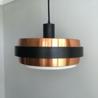Danish Mid - Century Jo Hammerborg / Fog & Mørup Style Copper Pendant Light 2