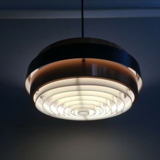 Danish Mid - Century Jo Hammerborg / Fog & Mørup Style Copper Pendant Light 3