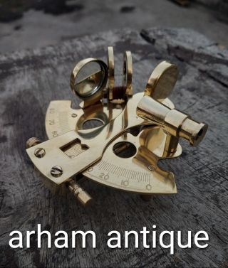 Vintage Solid Brass Shine Sextant Navigation Astrolabe Sextant G