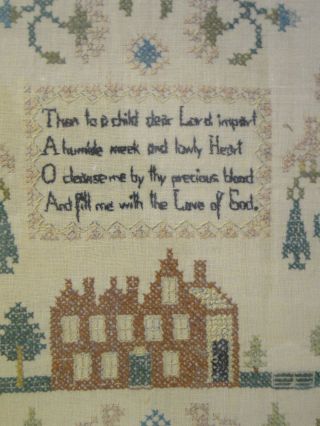 Antique Wood Framed Cross Stich Sampler 23.  5in x 19.  5in child ' s prayer 4