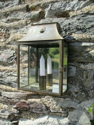 Unusual Vintage French Glass And Brass Candle Light.  Indoor Outdoor.