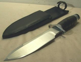 Vietnam War Hackman Sawback Rare U.  S.  Fighting & Survival Knife W/leather Sheath